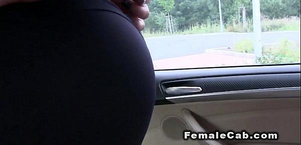  Horny lesbian licks female fake taxi driver